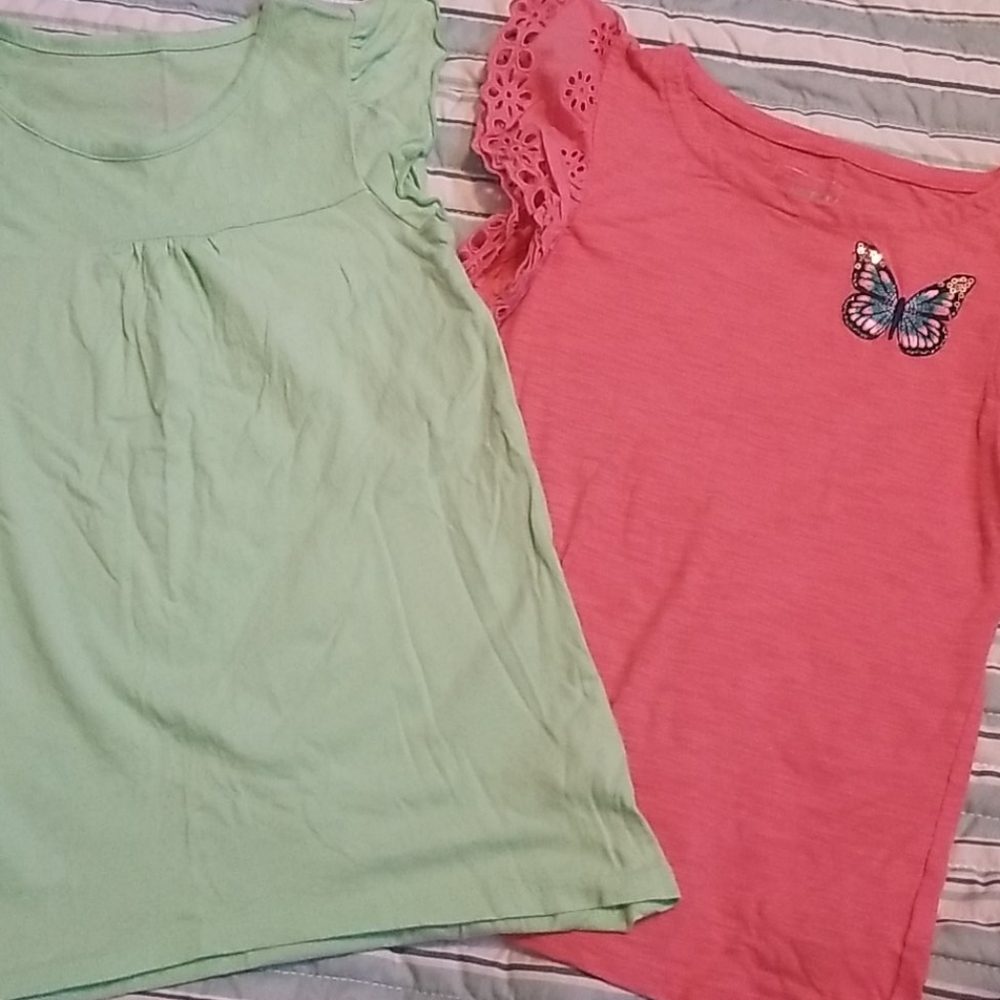 ☄Little girls flutter sleeve tops lot